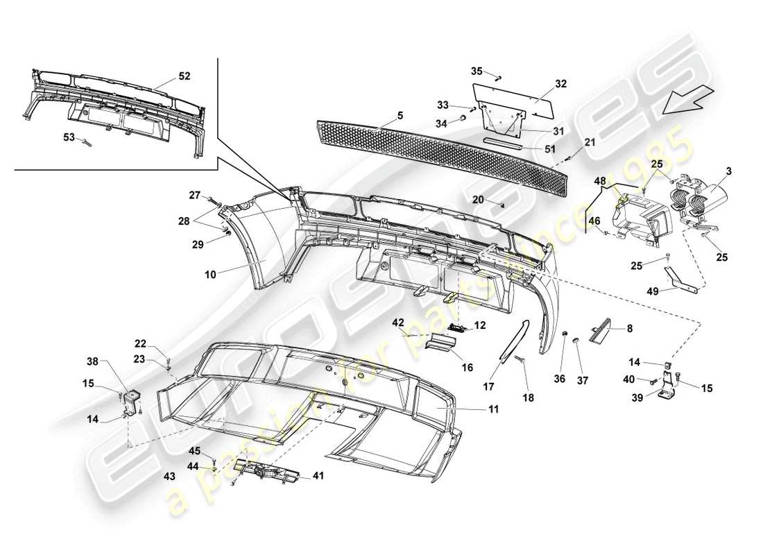 a part diagram from the lamborghini lp560-2 coupe 50 (2014) parts catalogue