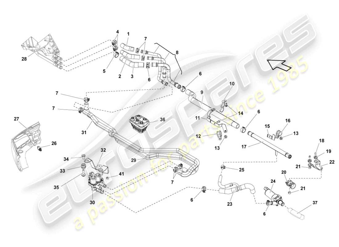 a part diagram from the lamborghini lp560-4 spider (2011) parts catalogue