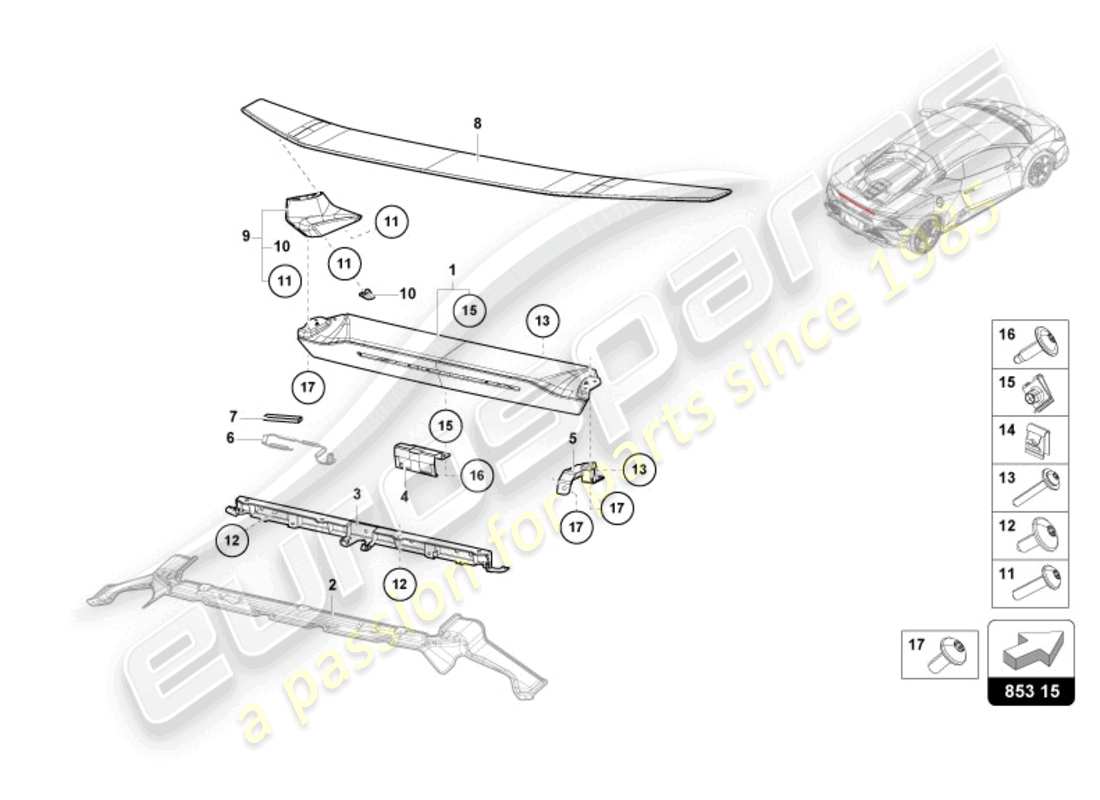 a part diagram from the lamborghini huracan tecnica parts catalogue