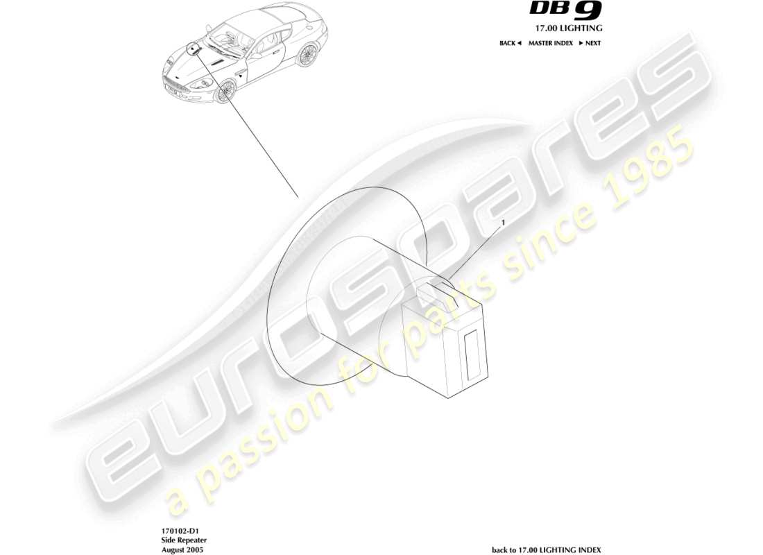 aston martin db9 (2012) side repeaters part diagram