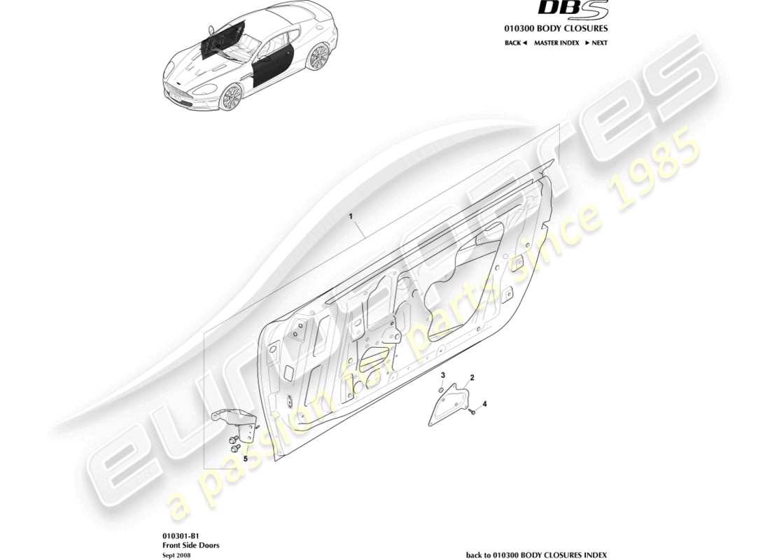 aston martin dbs (2013) front side doors part diagram