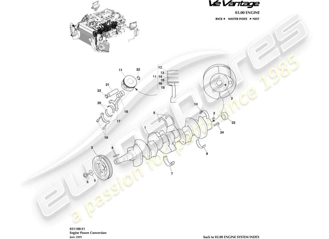 aston martin v12 vantage (2011) power conversion part diagram