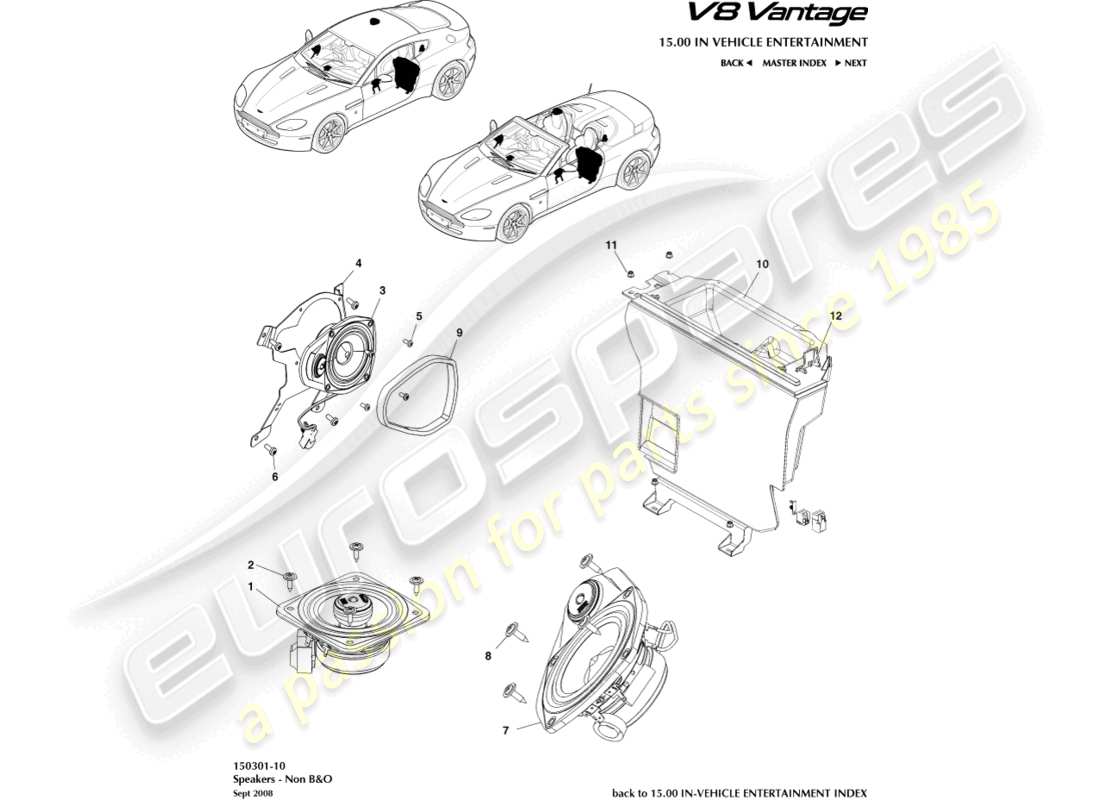 aston martin v8 vantage (2018) speaker, base part diagram