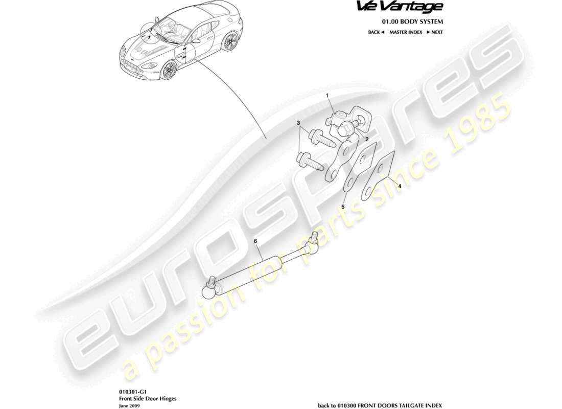 aston martin v12 vantage (2013) door hinges part diagram