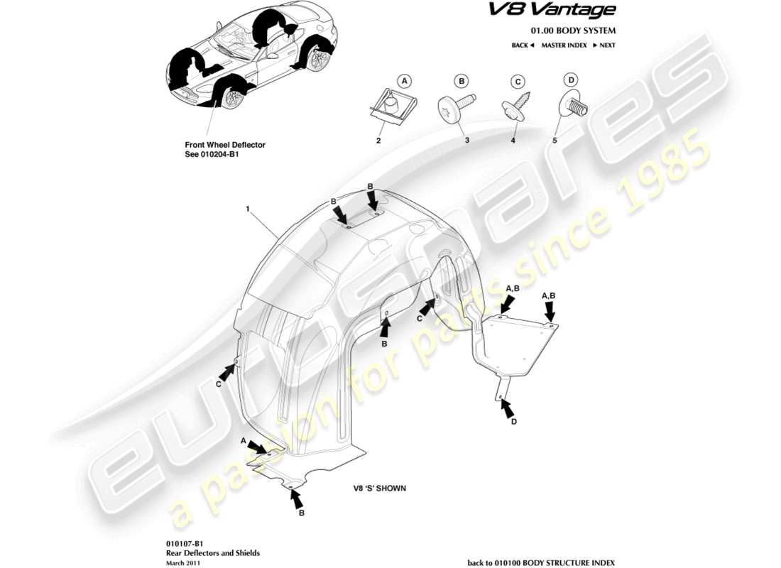 aston martin v8 vantage (2012) rear wheel arches part diagram