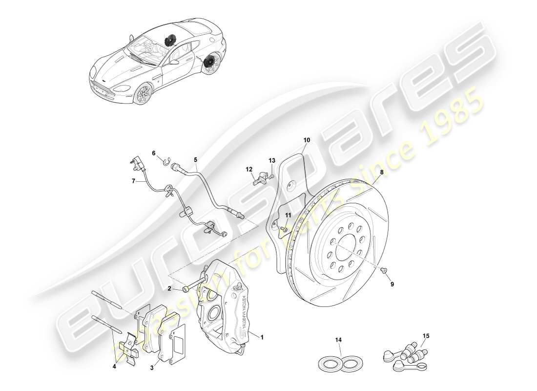 a part diagram from the aston martin v8 vantage (2007) parts catalogue
