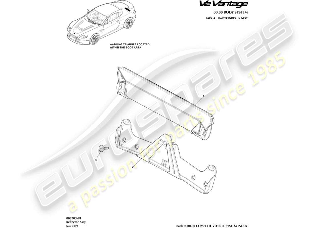 a part diagram from the aston martin v12 vantage (2011) parts catalogue