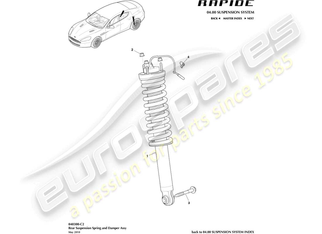 a part diagram from the aston martin rapide (2018) parts catalogue