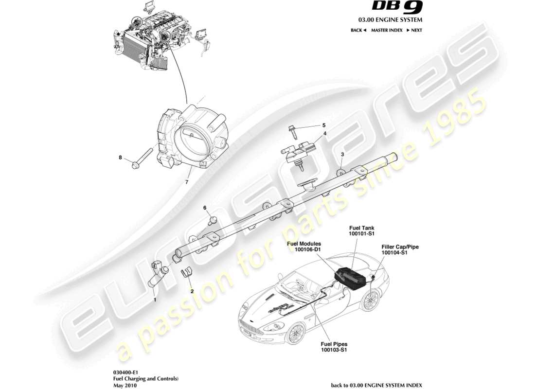 a part diagram from the aston martin db9 (2007) parts catalogue