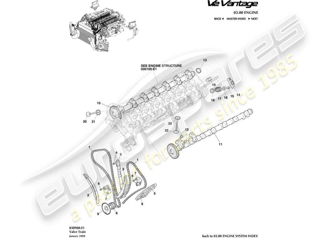 a part diagram from the aston martin v12 vantage parts catalogue