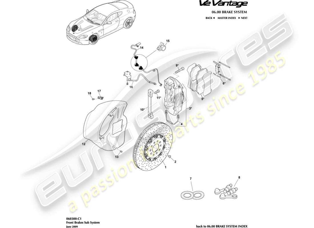 a part diagram from the aston martin v12 vantage parts catalogue