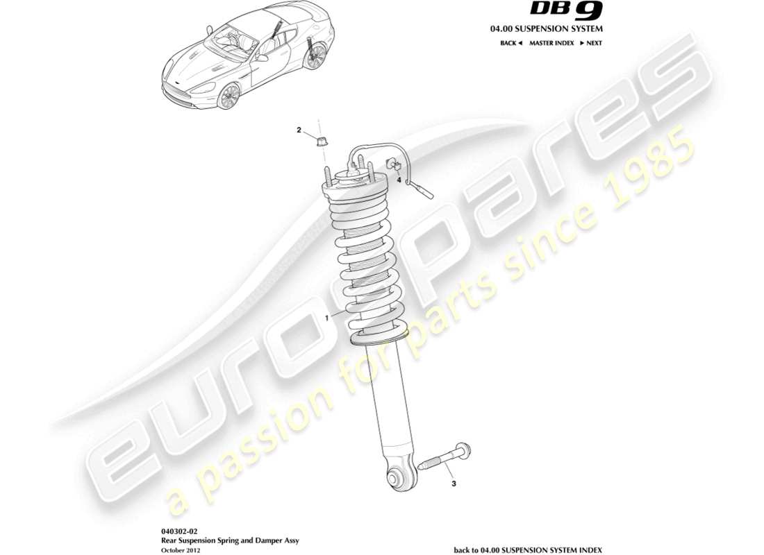aston martin db9 (2015) rear spring & damper parts diagram
