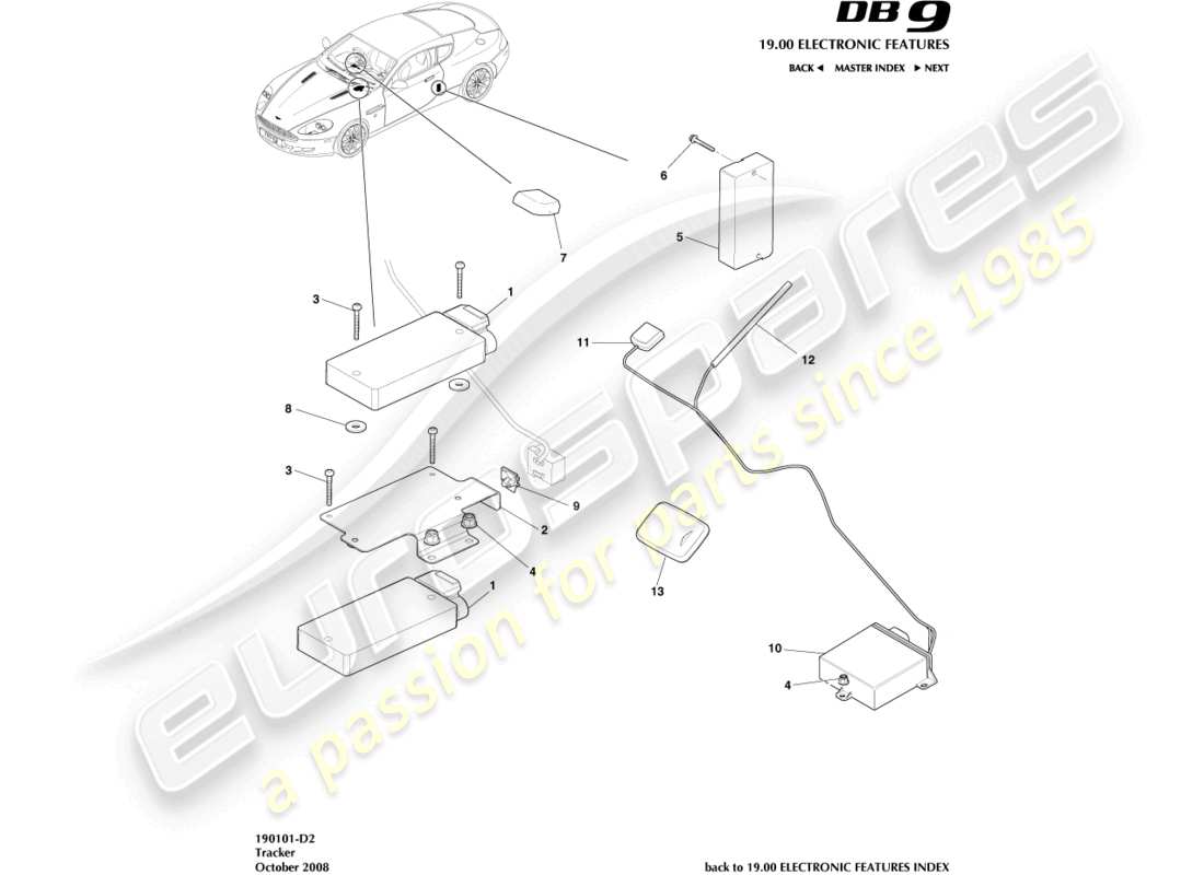 a part diagram from the aston martin db9 (2008) parts catalogue