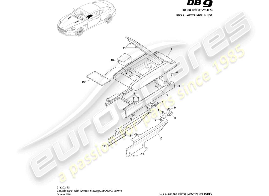 a part diagram from the aston martin db9 (2008) parts catalogue
