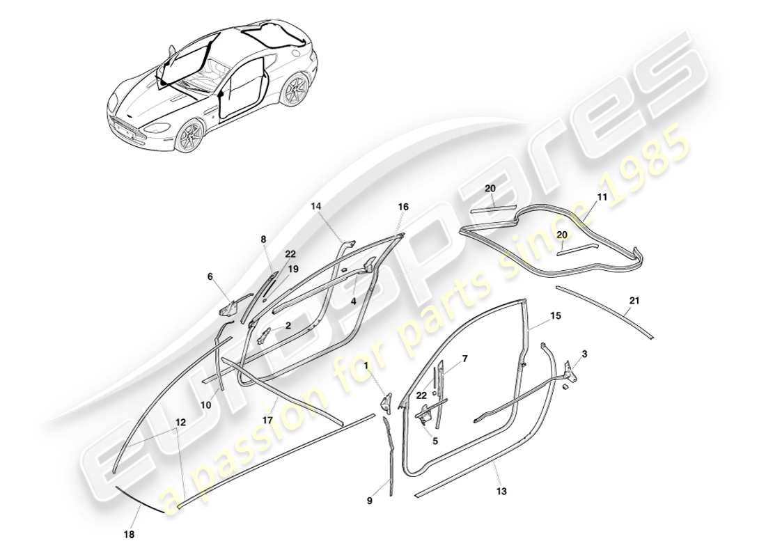 a part diagram from the aston martin v8 vantage parts catalogue