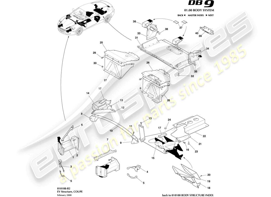 a part diagram from the aston martin db9 (2009) parts catalogue