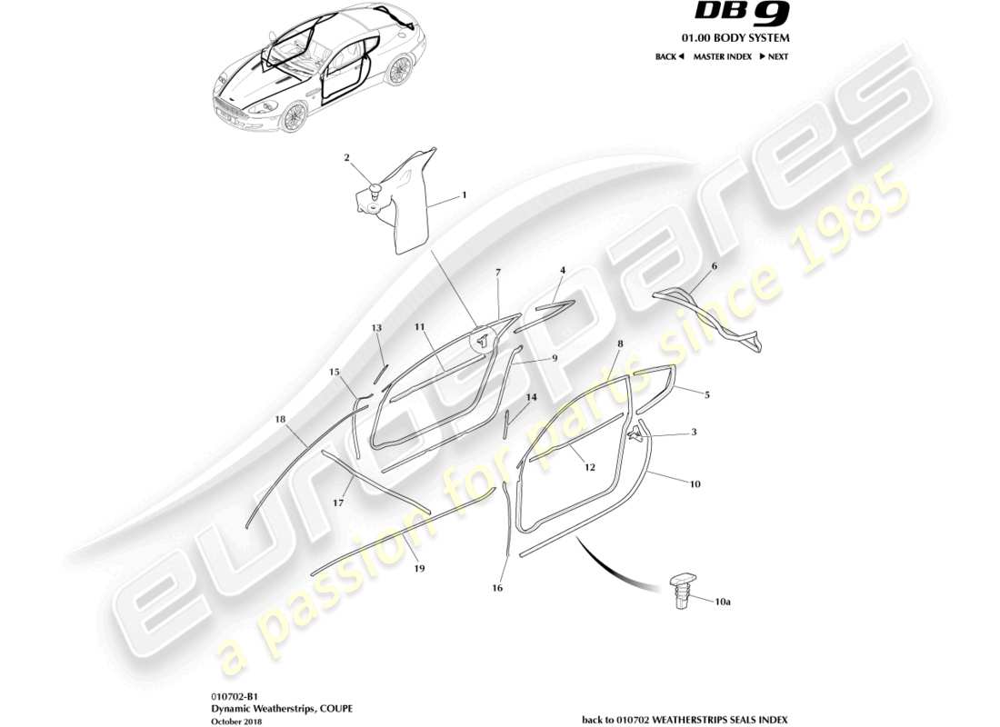 a part diagram from the aston martin db9 (2010) parts catalogue