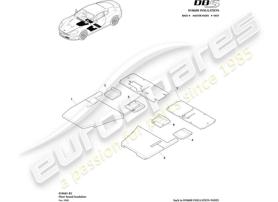 VIEW PARTS DIAGRAMS FROM THE ASTON MARTIN DBS PARTS CATALOGUE a part diagram from the aston martin dbs parts catalogue