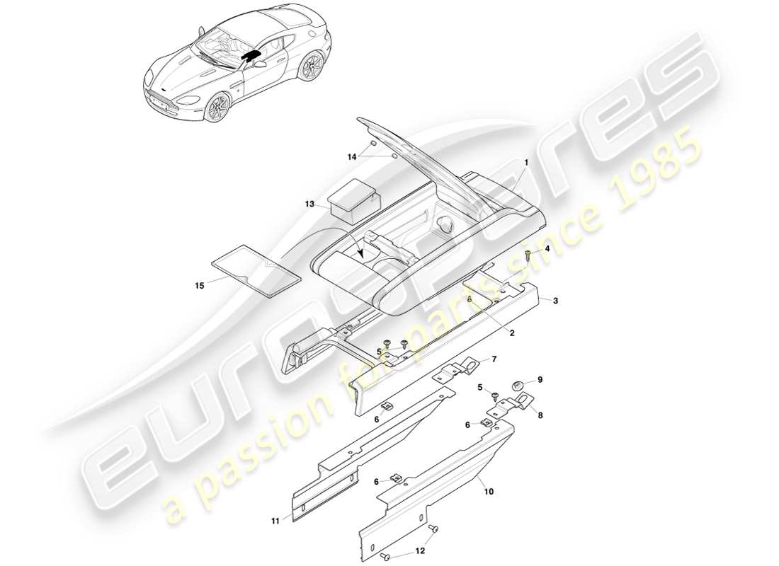 a part diagram from the aston martin v8 vantage parts catalogue