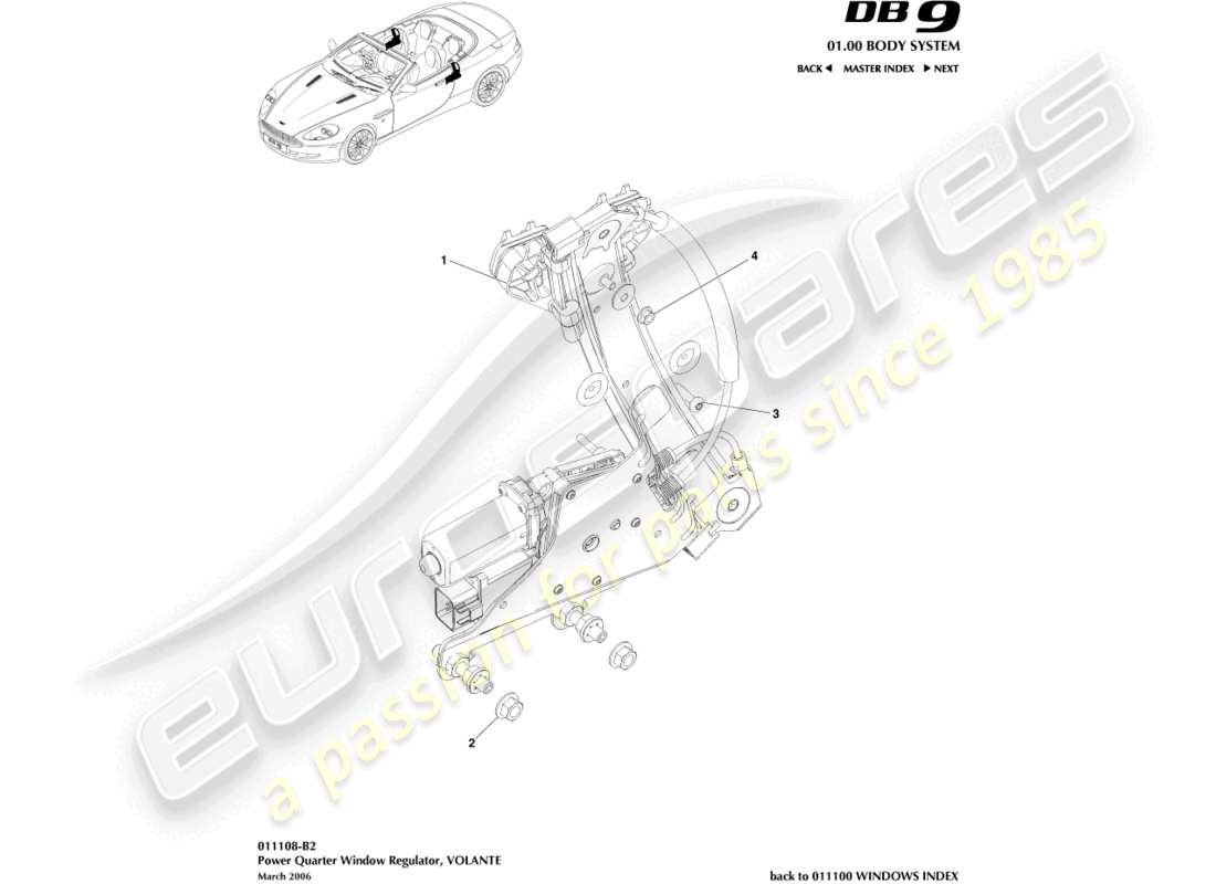 a part diagram from the aston martin db9 (2011) parts catalogue