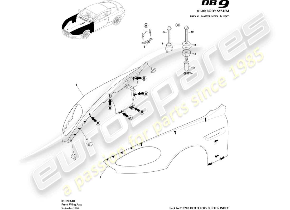 a part diagram from the aston martin db9 (2010) parts catalogue