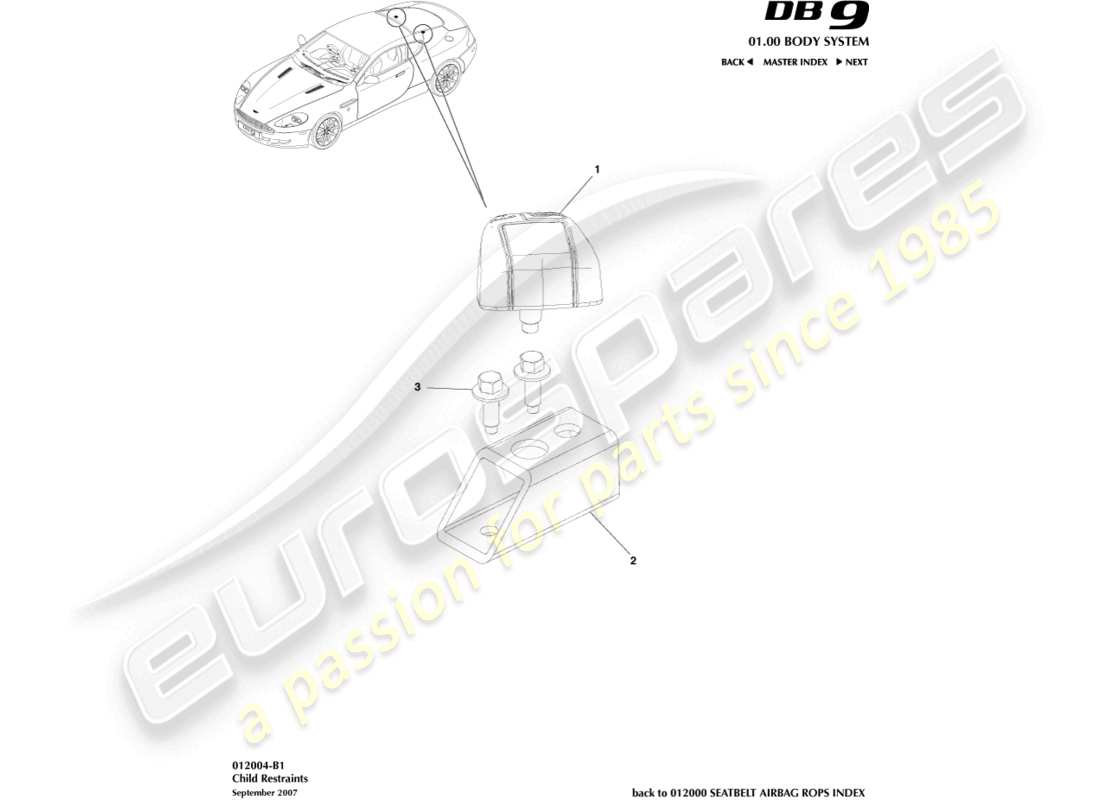 a part diagram from the aston martin db9 (2010) parts catalogue
