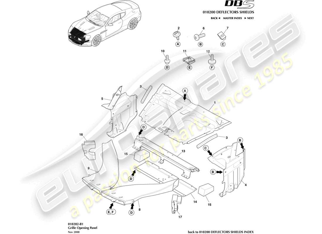 a part diagram from the aston martin dbs parts catalogue