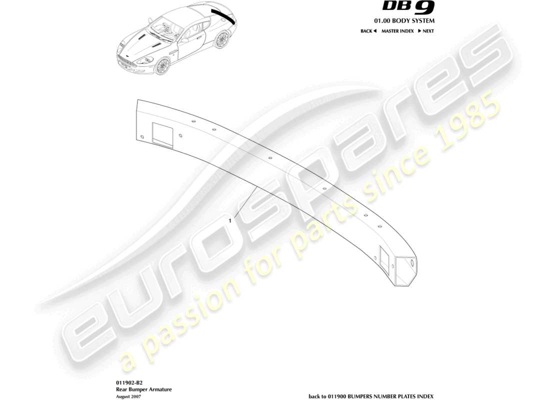 a part diagram from the aston martin db9 parts catalogue