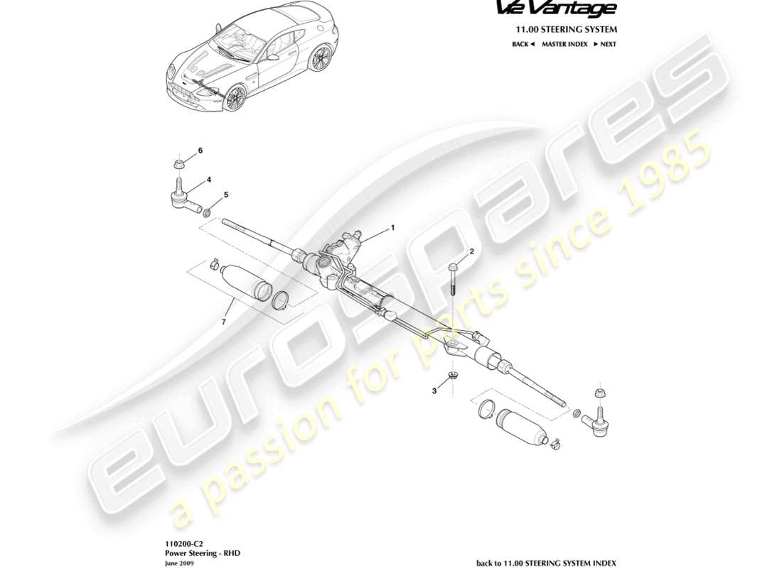 a part diagram from the aston martin v12 vantage parts catalogue