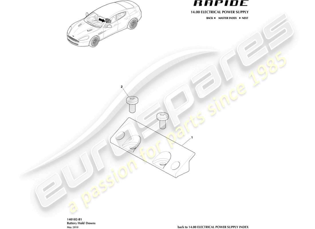 VIEW PARTS DIAGRAMS FROM THE ASTON MARTIN RAPIDE PARTS CATALOGUE a part diagram from the aston martin rapide parts catalogue