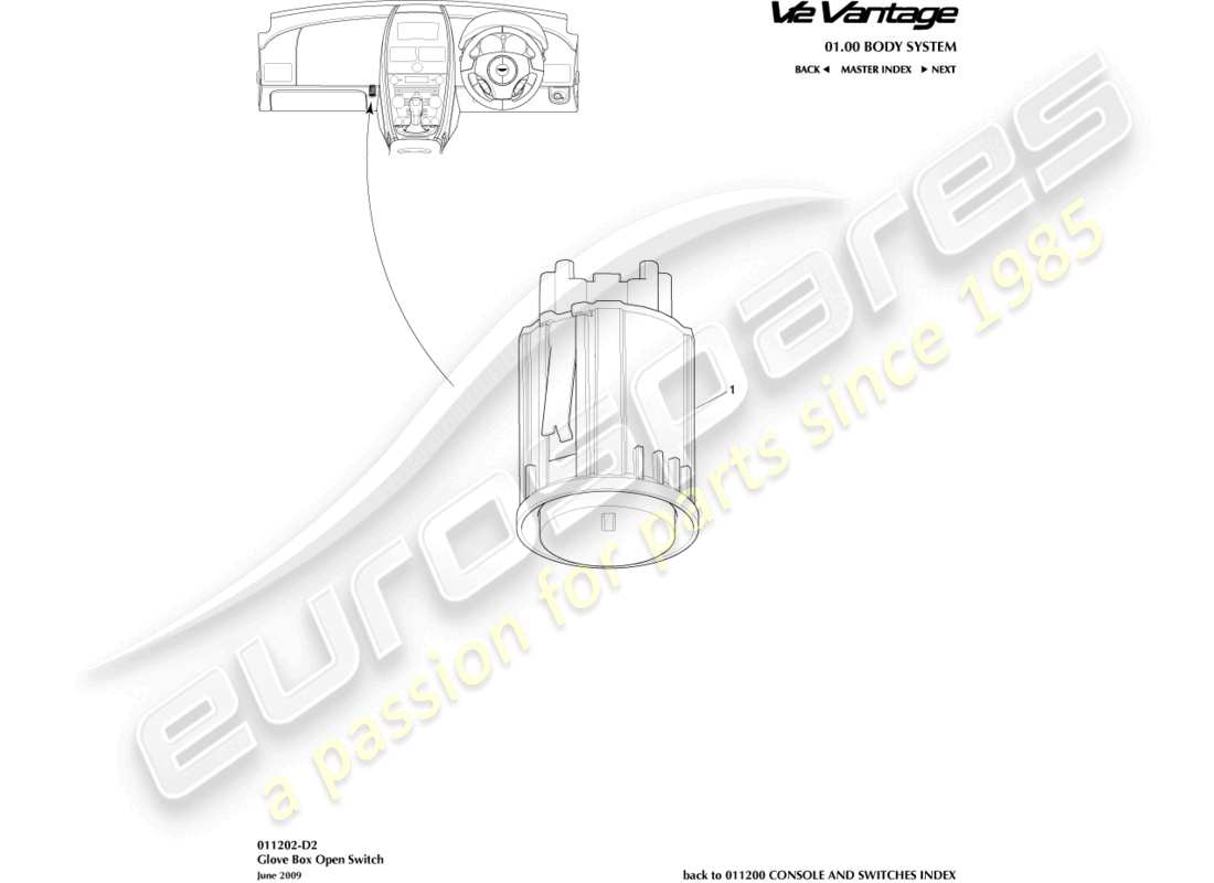a part diagram from the aston martin v12 vantage parts catalogue
