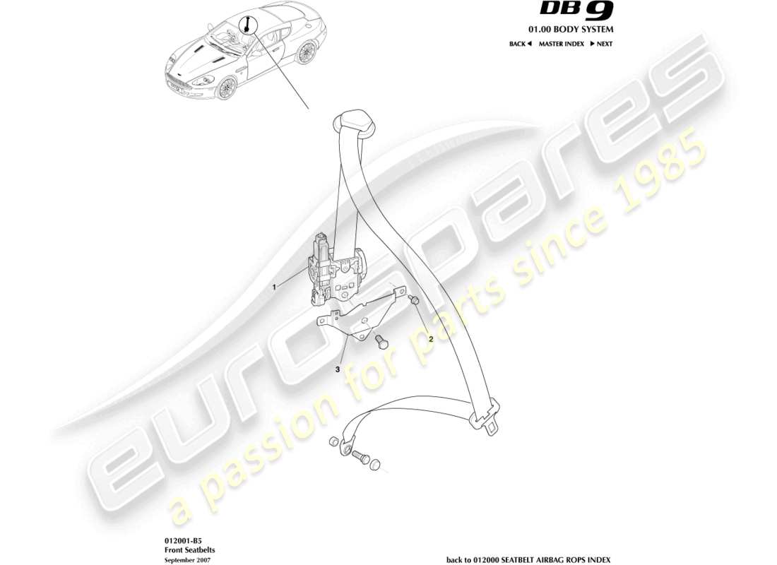 a part diagram from the aston martin db9 (2005) parts catalogue