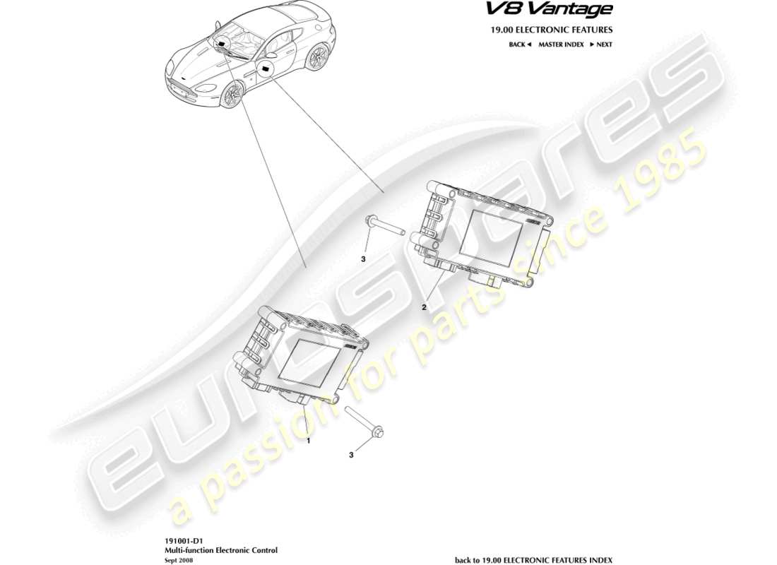 aston martin v8 vantage (2006) multi-function control part diagram