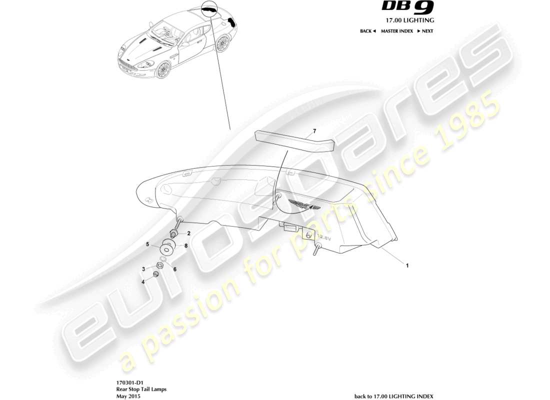 a part diagram from the aston martin db9 (2010) parts catalogue