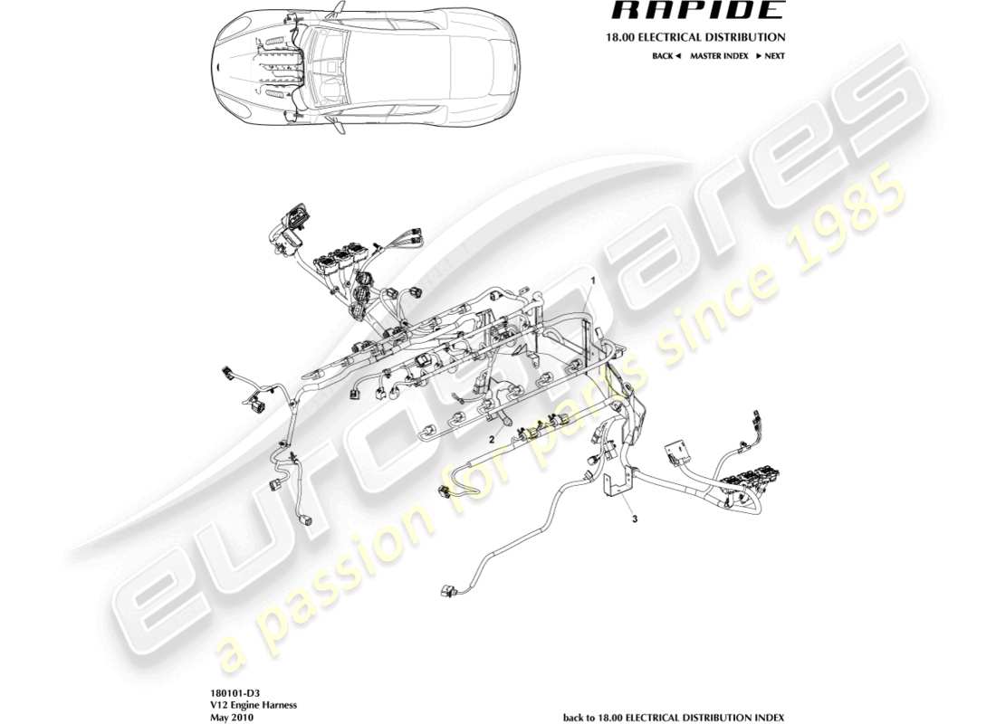 a part diagram from the aston martin rapide (2019) parts catalogue