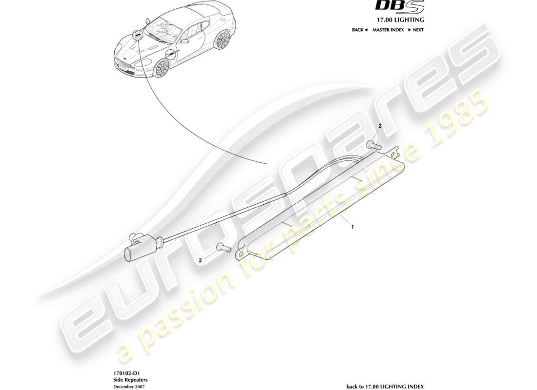 a part diagram from the aston martin dbs (2008) parts catalogue