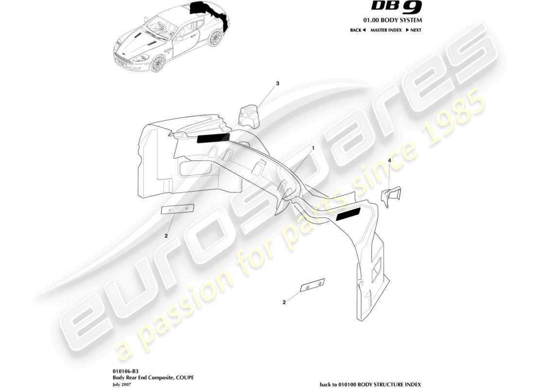 a part diagram from the aston martin db9 (2007) parts catalogue