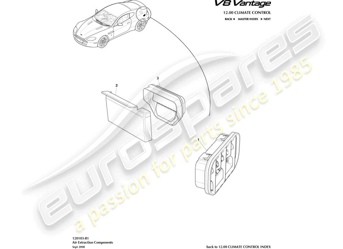 a part diagram from the Aston Martin V8 Vantage (2015) parts catalogue