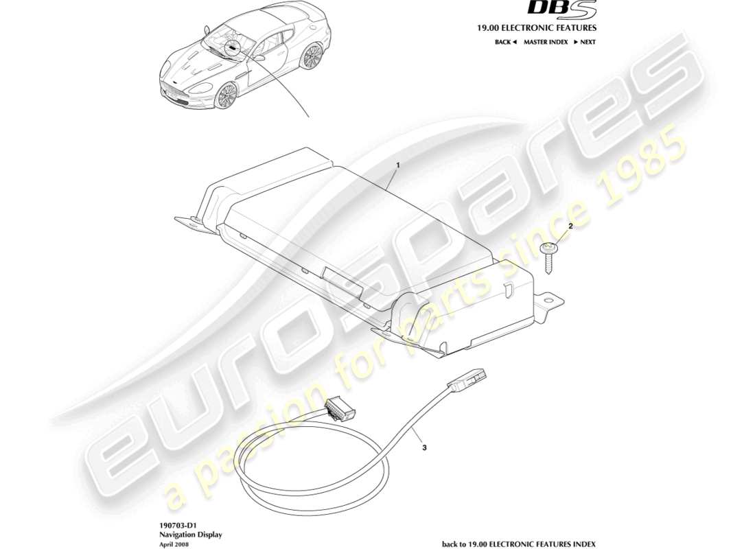aston martin dbs (2013) navigation display part diagram