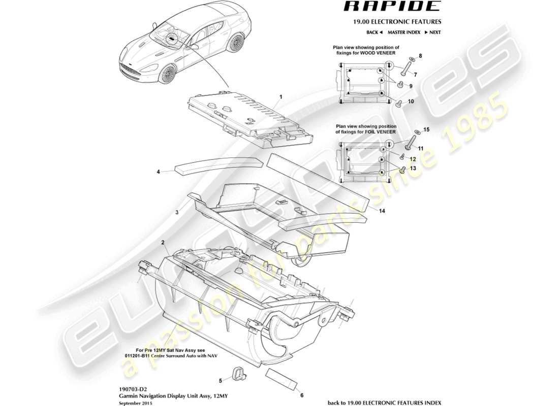 a part diagram from the aston martin rapide parts catalogue