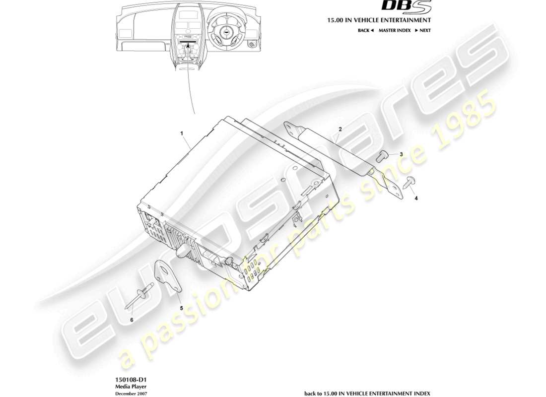 aston martin dbs (2012) media player part diagram