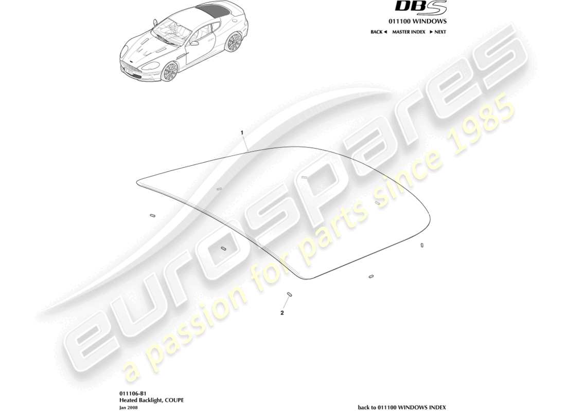 aston martin dbs (2014) rear windscreen part diagram