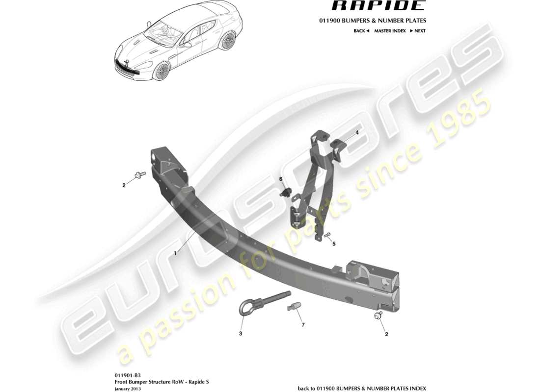a part diagram from the aston martin rapide parts catalogue