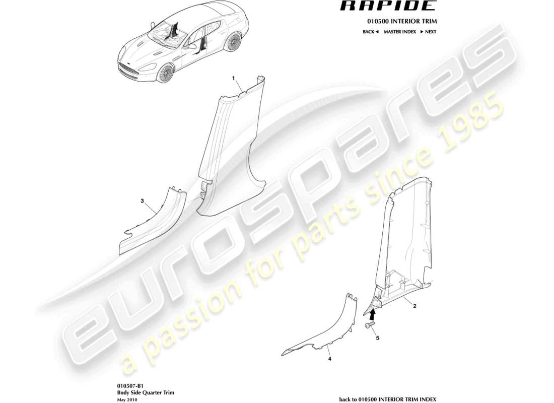 a part diagram from the aston martin rapide parts catalogue