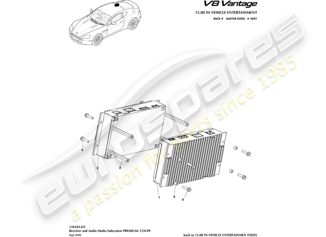 a part diagram from the aston martin v8 vantage (2010) parts catalogue