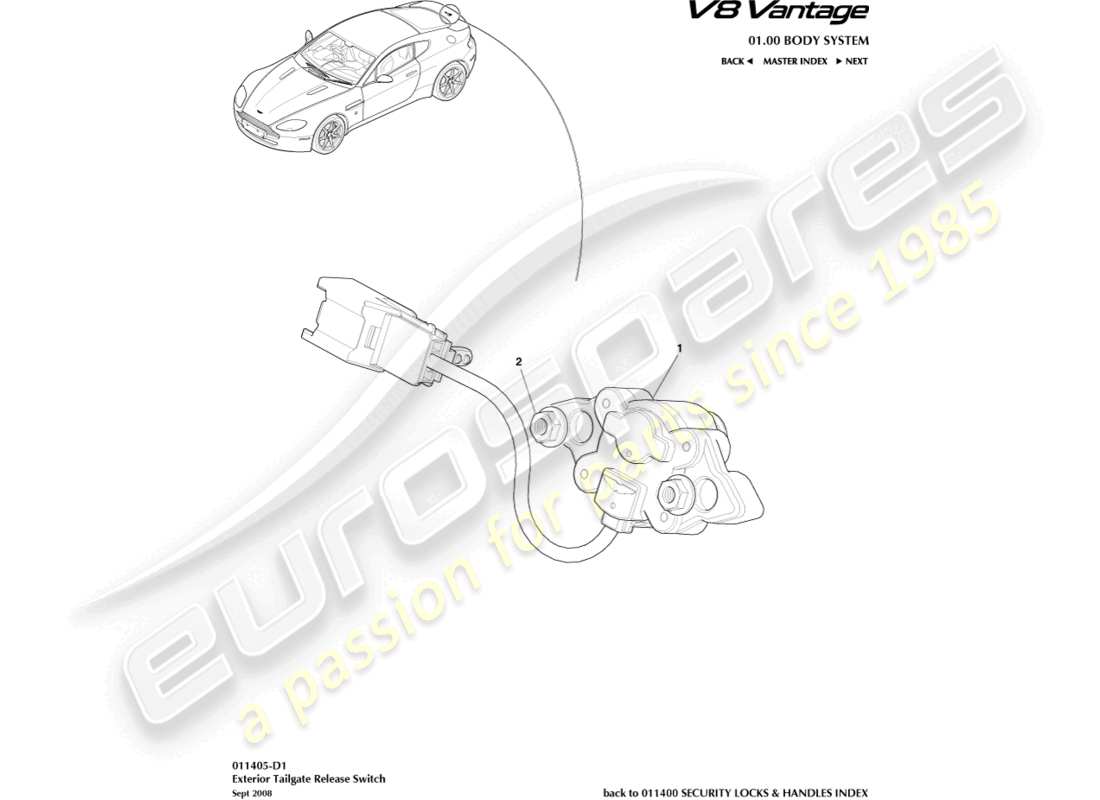 a part diagram from the aston martin v8 vantage (2018) parts catalogue