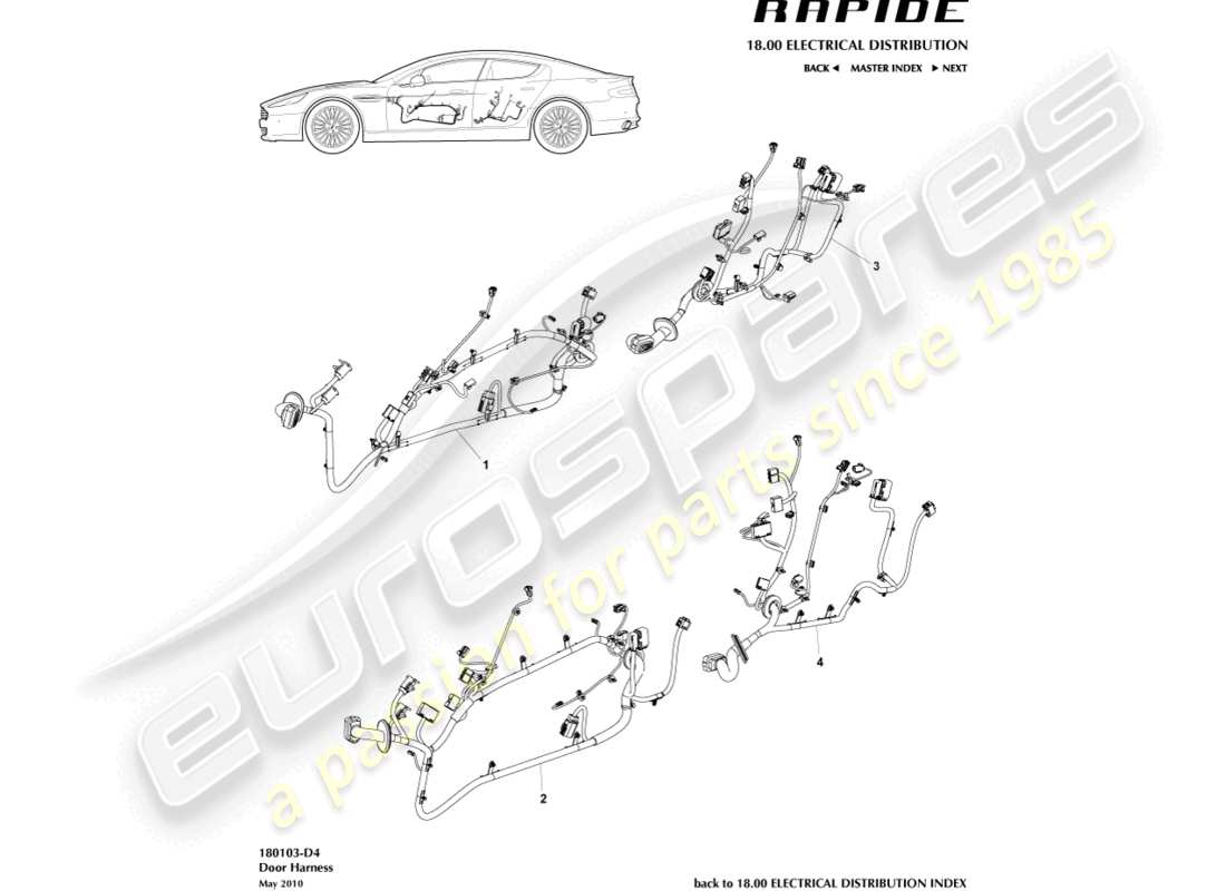 a part diagram from the aston martin rapide (2018) parts catalogue