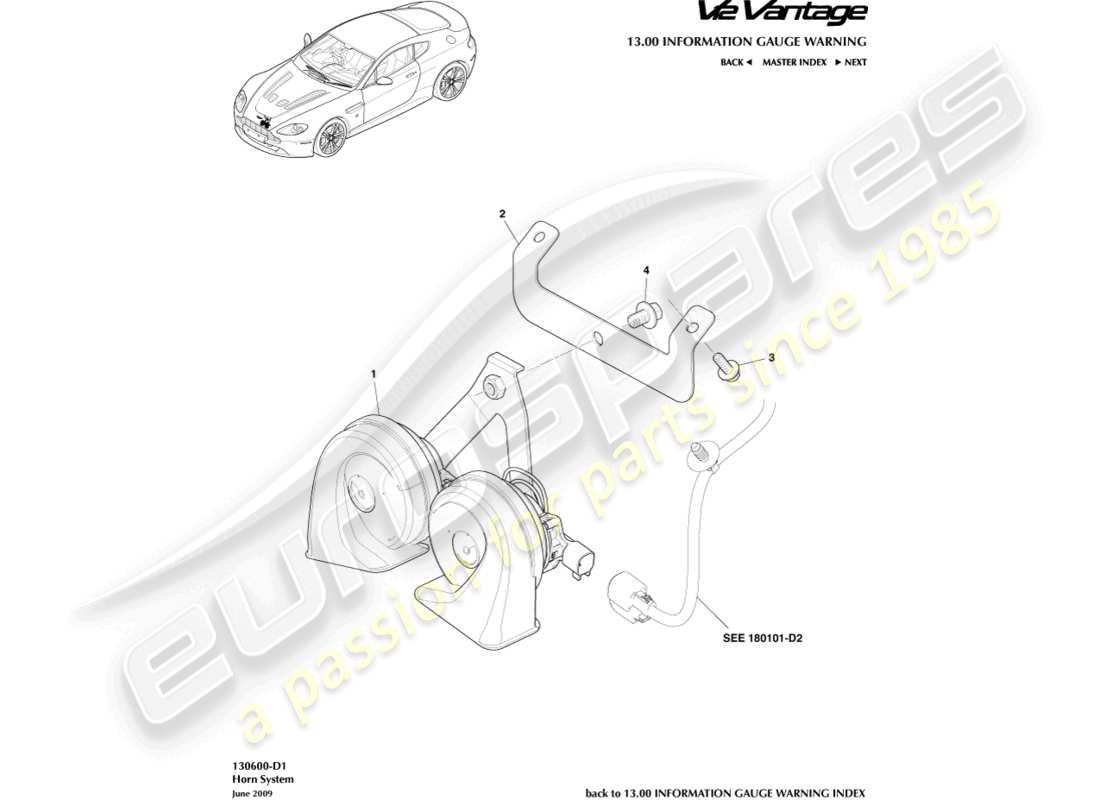 a part diagram from the aston martin v12 vantage parts catalogue