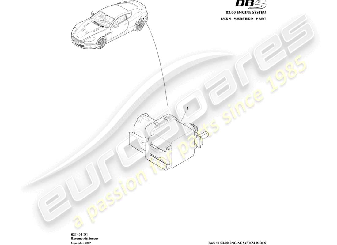a part diagram from the aston martin dbs parts catalogue