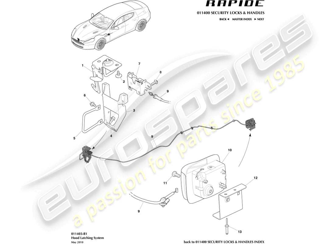 a part diagram from the aston martin rapide parts catalogue